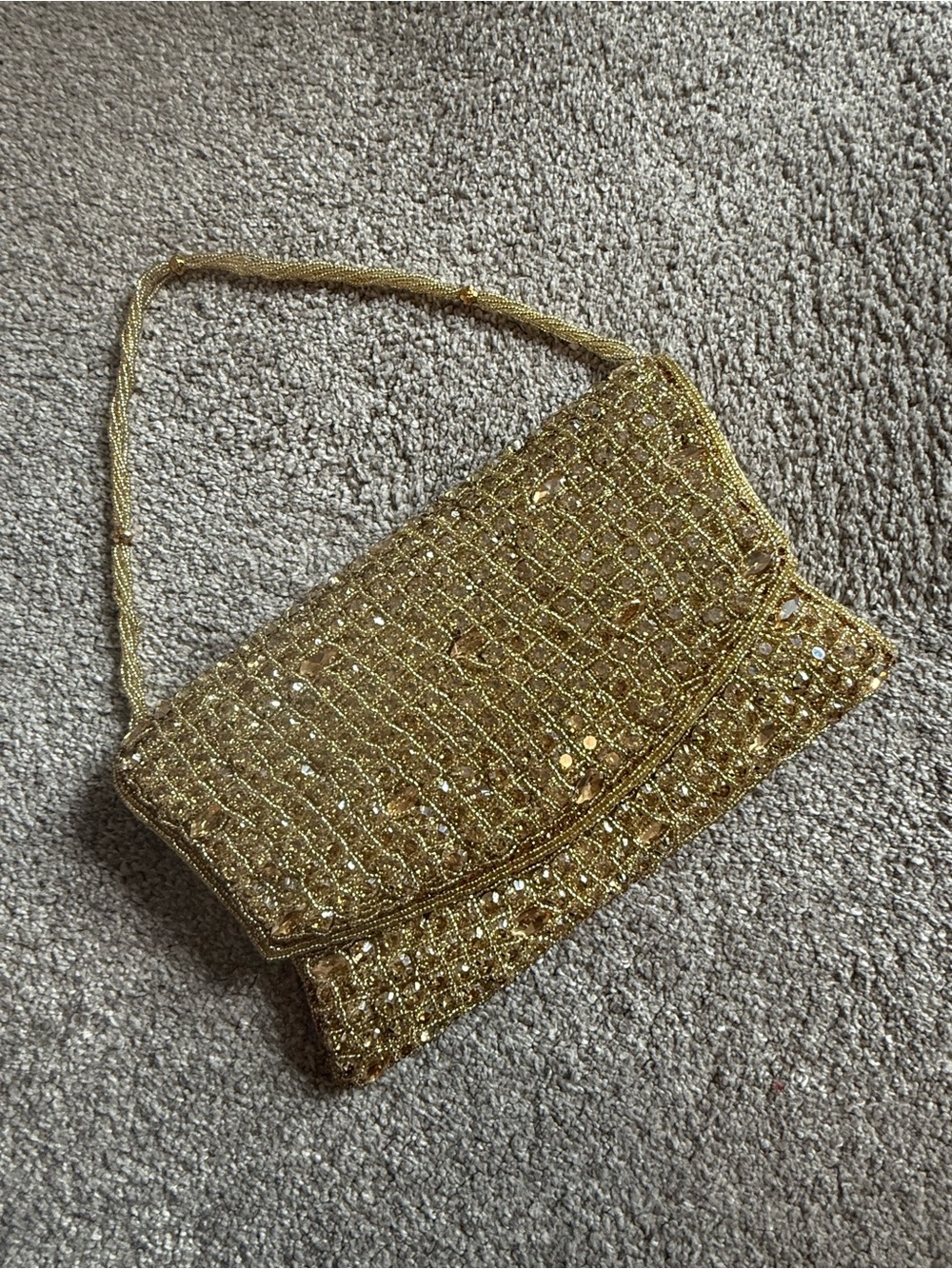 Gold Beaded Evening Clutch Handbag